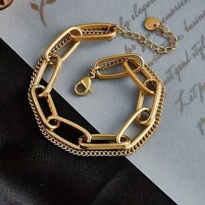 Double layer titanium steel bracelet
Gold tone minimalist look
Brand new
